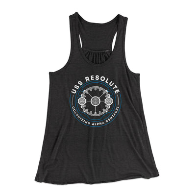 Uss Resolute Women's Flowey Racerback Tank Top Dark Grey Heather | Funny Shirt from Famous In Real Life