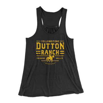 Yellowstone Dutton Ranch Women's Flowey Racerback Tank Top Dark Grey Heather | Funny Shirt from Famous In Real Life