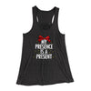 My Presence Is A Present Women's Flowey Racerback Tank Top Dark Grey Heather | Funny Shirt from Famous In Real Life