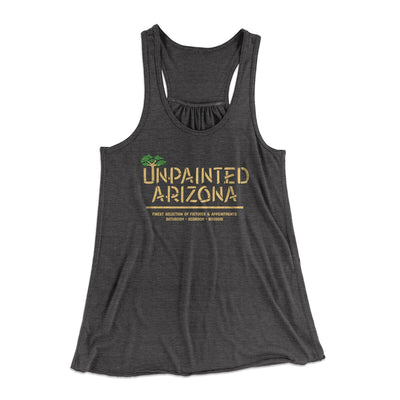 Unpainted Arizona Women's Flowey Racerback Tank Top Dark Grey Heather | Funny Shirt from Famous In Real Life