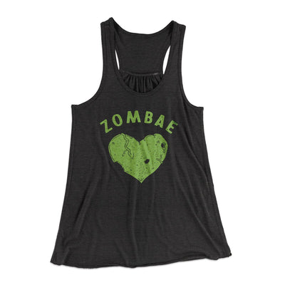 Zombae Women's Flowey Racerback Tank Top Dark Grey Heather | Funny Shirt from Famous In Real Life