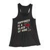 Happiness Is A Glass Of Wine Women's Flowey Racerback Tank Top Dark Grey Heather | Funny Shirt from Famous In Real Life