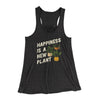 Happiness Is A New Plant Women's Flowey Racerback Tank Top Dark Grey Heather | Funny Shirt from Famous In Real Life