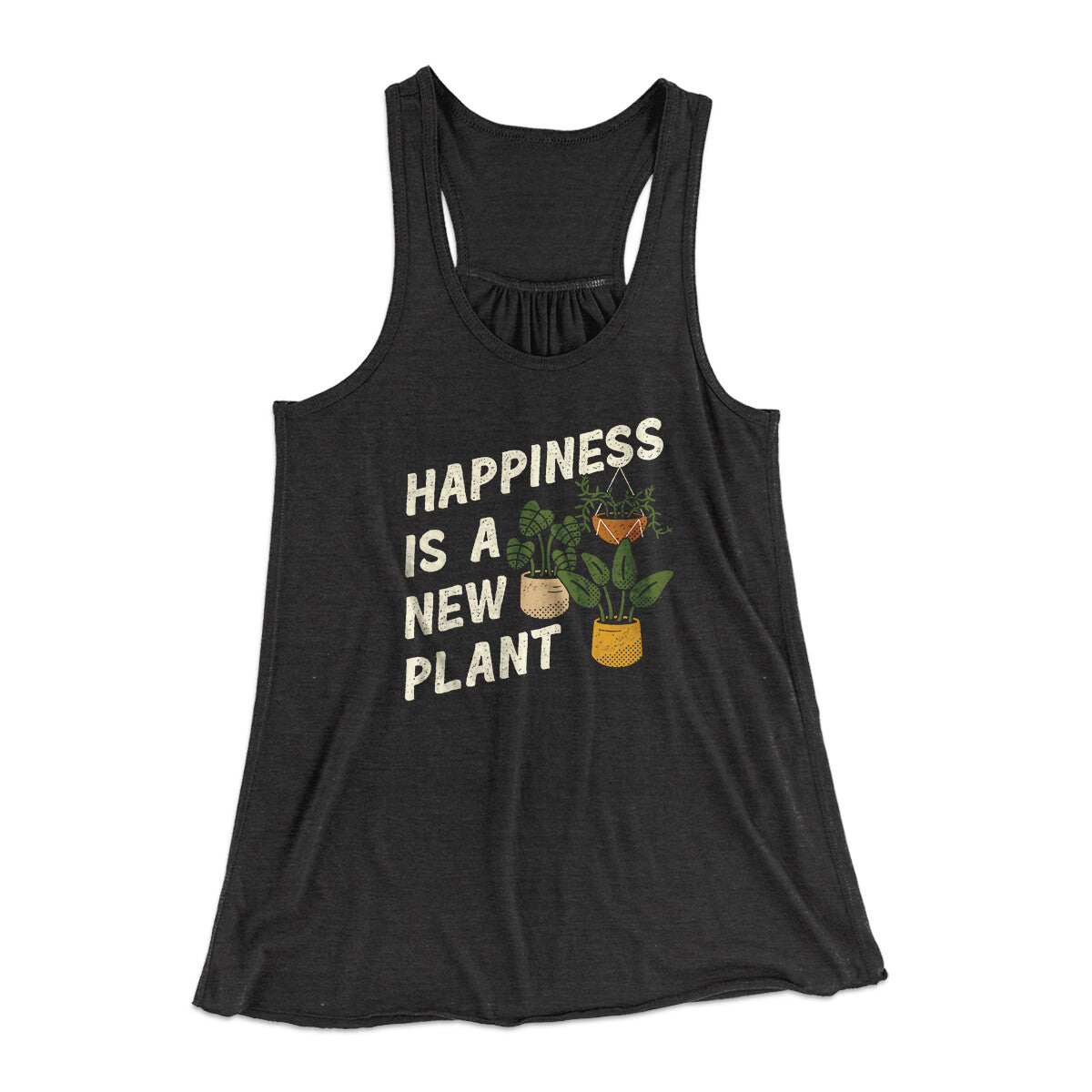 Happiness Is A New Plant Women's Flowey Racerback Tank Top | Funny Shirt from Famous In Real Life