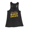 Here Come The Meat Sweats Women's Flowey Racerback Tank Top Dark Grey Heather | Funny Shirt from Famous In Real Life