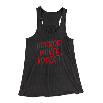 Horror Movie Addict Women's Flowey Racerback Tank Top Dark Grey Heather | Funny Shirt from Famous In Real Life