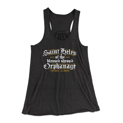Saint Helen Of The Blessed Shroud Orphanage Women's Flowey Racerback Tank Top Dark Grey Heather | Funny Shirt from Famous In Real Life