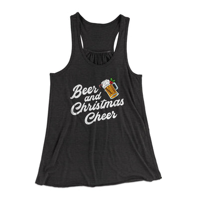 Beer And Christmas Cheer Women's Flowey Racerback Tank Top Dark Grey Heather | Funny Shirt from Famous In Real Life