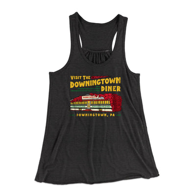 Downingtown Diner Women's Flowey Racerback Tank Top Dark Grey Heather | Funny Shirt from Famous In Real Life