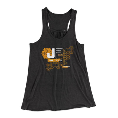 Robinson Jupiter 2 Crew Women's Flowey Racerback Tank Top Dark Grey Heather | Funny Shirt from Famous In Real Life