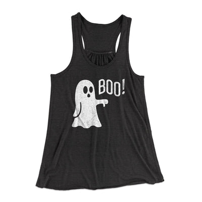 Boo - Ghost Women's Flowey Racerback Tank Top Dark Grey Heather | Funny Shirt from Famous In Real Life