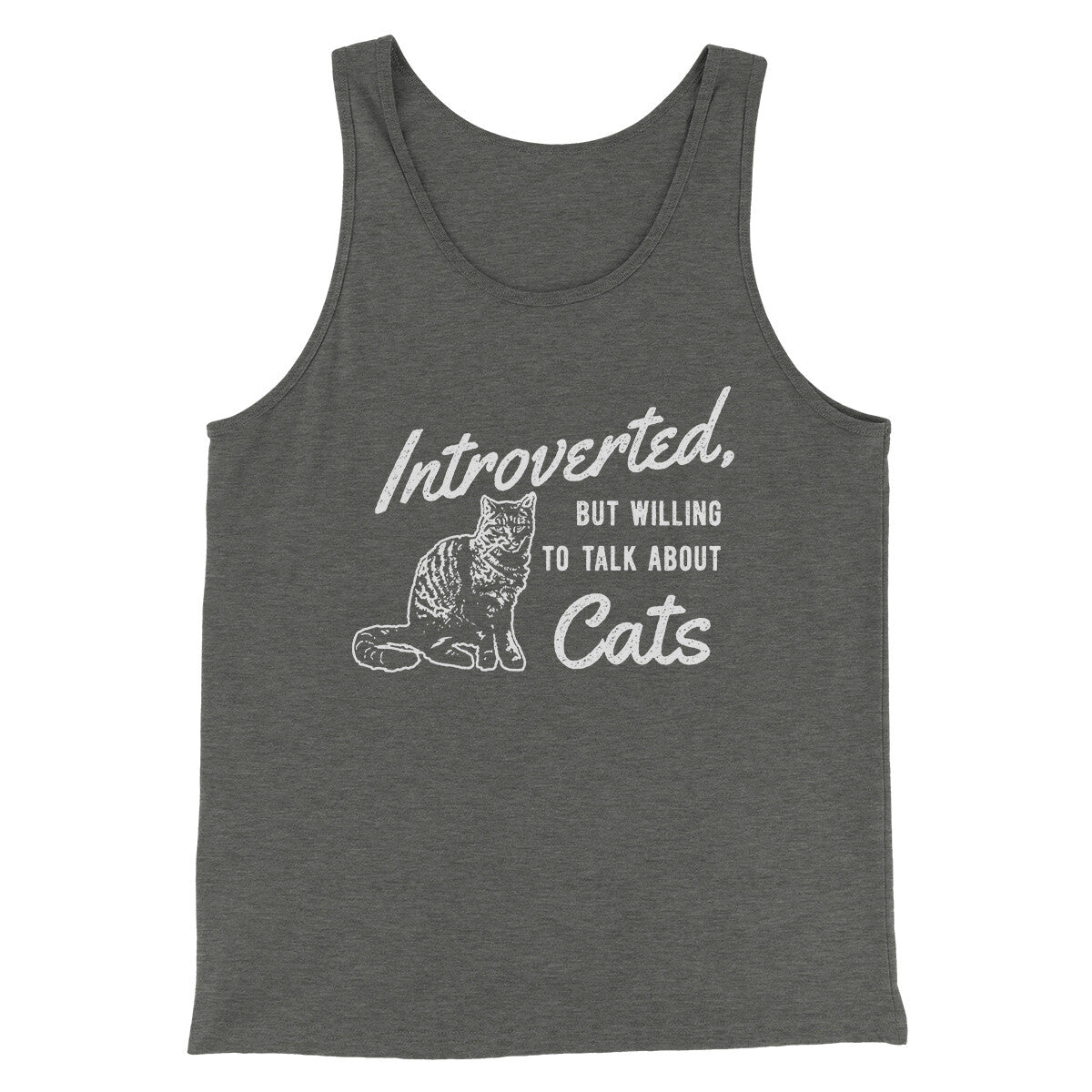 Introverted But Willing To Talk About Cats Men/Unisex Tank Top | Funny Shirt from Famous In Real Life