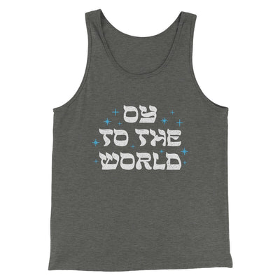 Oy To The World Funny Hanukkah Men/Unisex Tank Top Deep Heather | Funny Shirt from Famous In Real Life