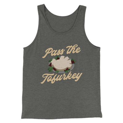 Pass The Tofurkey Funny Thanksgiving Men/Unisex Tank Top Deep Heather | Funny Shirt from Famous In Real Life