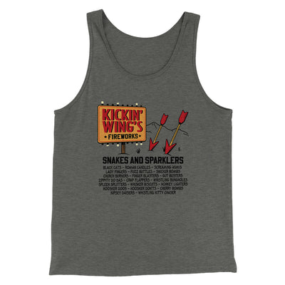 Kickin' Wing's Fireworks Funny Movie Men/Unisex Tank Top Deep Heather | Funny Shirt from Famous In Real Life