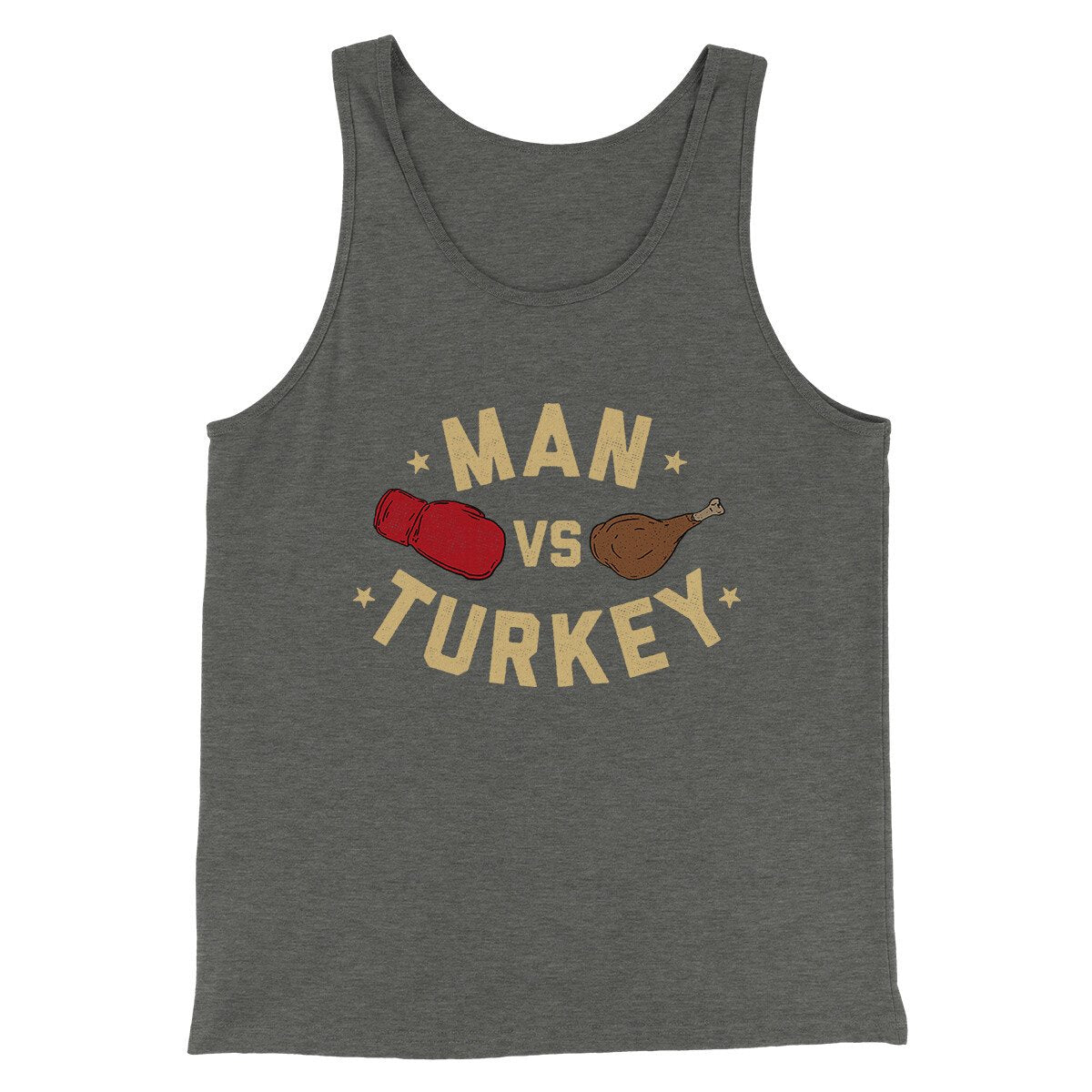 Man Vs Turkey Funny Thanksgiving Men/Unisex Tank Top Deep Heather | Funny Shirt from Famous In Real Life