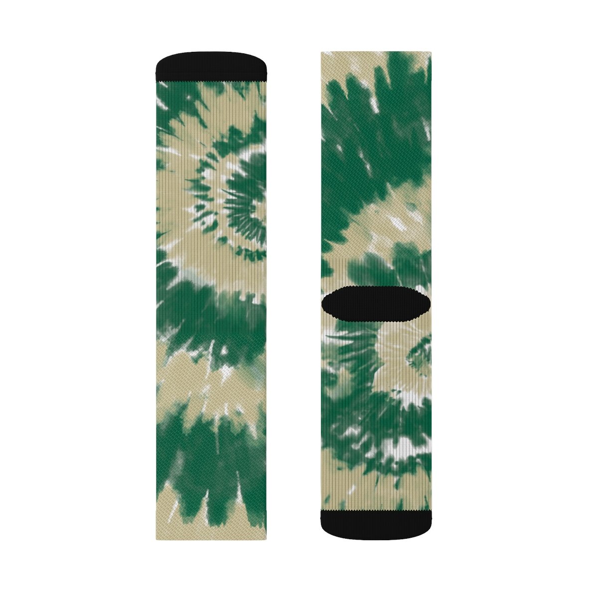 Green & Gold Tie Dye Adult Crew Socks M | Funny Shirt from Famous In Real Life