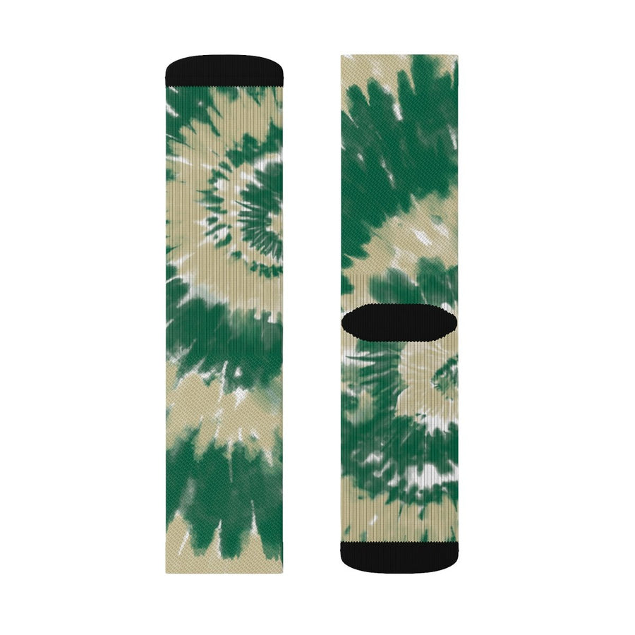 Green & Gold Tie Dye Adult Crew Socks | Funny Shirt from Famous In Real Life