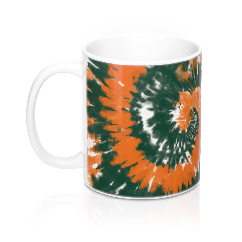 Green & Orange Tie Dye Coffee Mug 11oz | Funny Shirt from Famous In Real Life