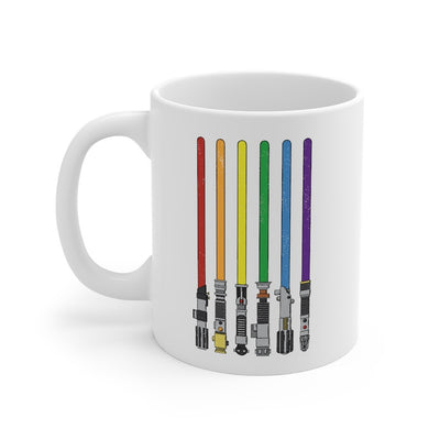 Lightsaber Color Rainbow Coffee Mug 11oz | Funny Shirt from Famous In Real Life