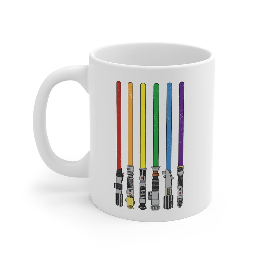 Lightsaber Color Rainbow Coffee Mug | Funny Shirt from Famous In Real Life