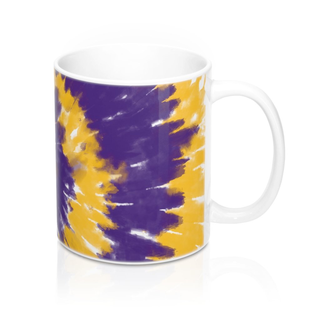 Purple & Yellow Tie Dye Coffee Mug | Funny Shirt from Famous In Real Life