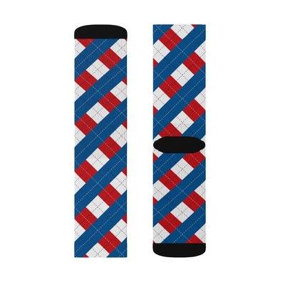 Red, White, & Blue Argyle Adult Crew Socks M | Funny Shirt from Famous In Real Life