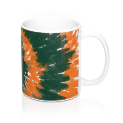 Green & Orange Tie Dye Coffee Mug 11oz | Funny Shirt from Famous In Real Life