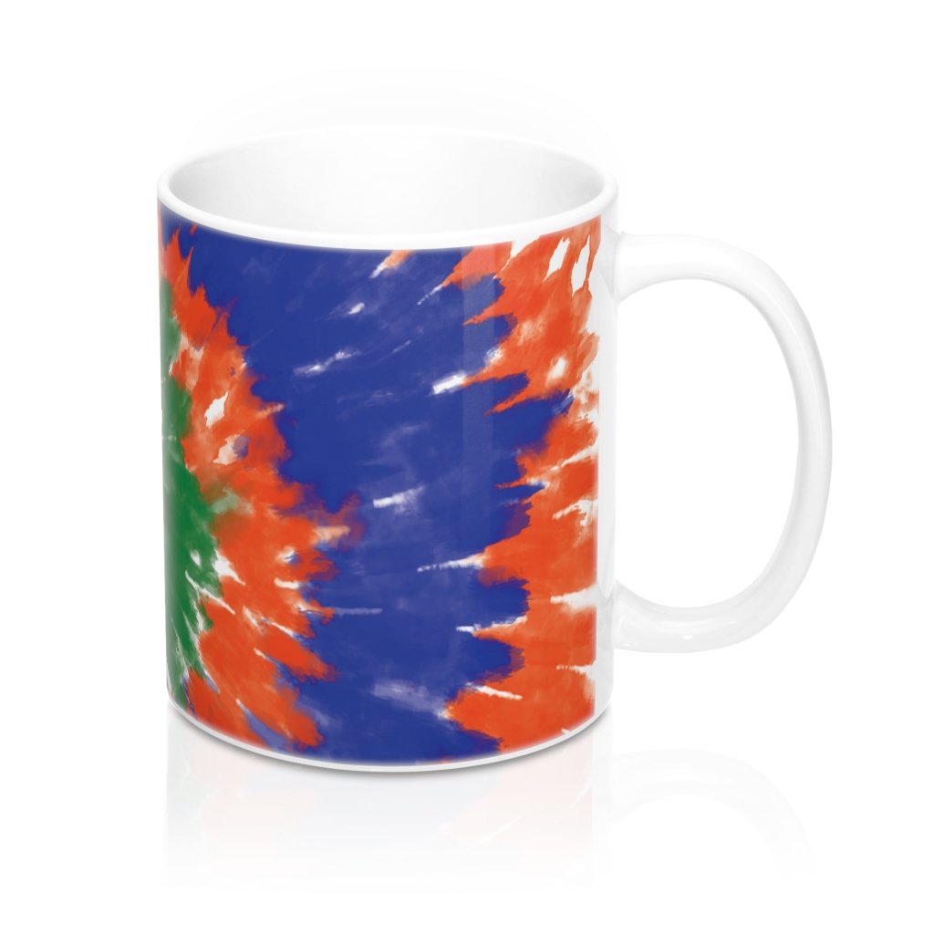 Green, Blue, & Orange Tie Dye Coffee Mug | Funny Shirt from Famous In Real Life