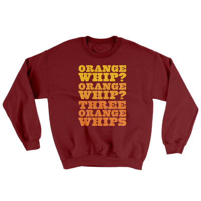 Three Orange Whips Ugly Sweater Garnet | Funny Shirt from Famous In Real Life