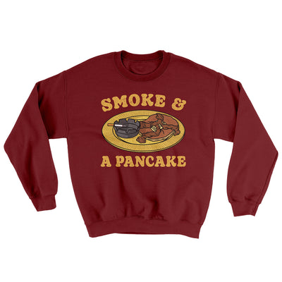 Smoke And A Pancake Ugly Sweater Garnet | Funny Shirt from Famous In Real Life