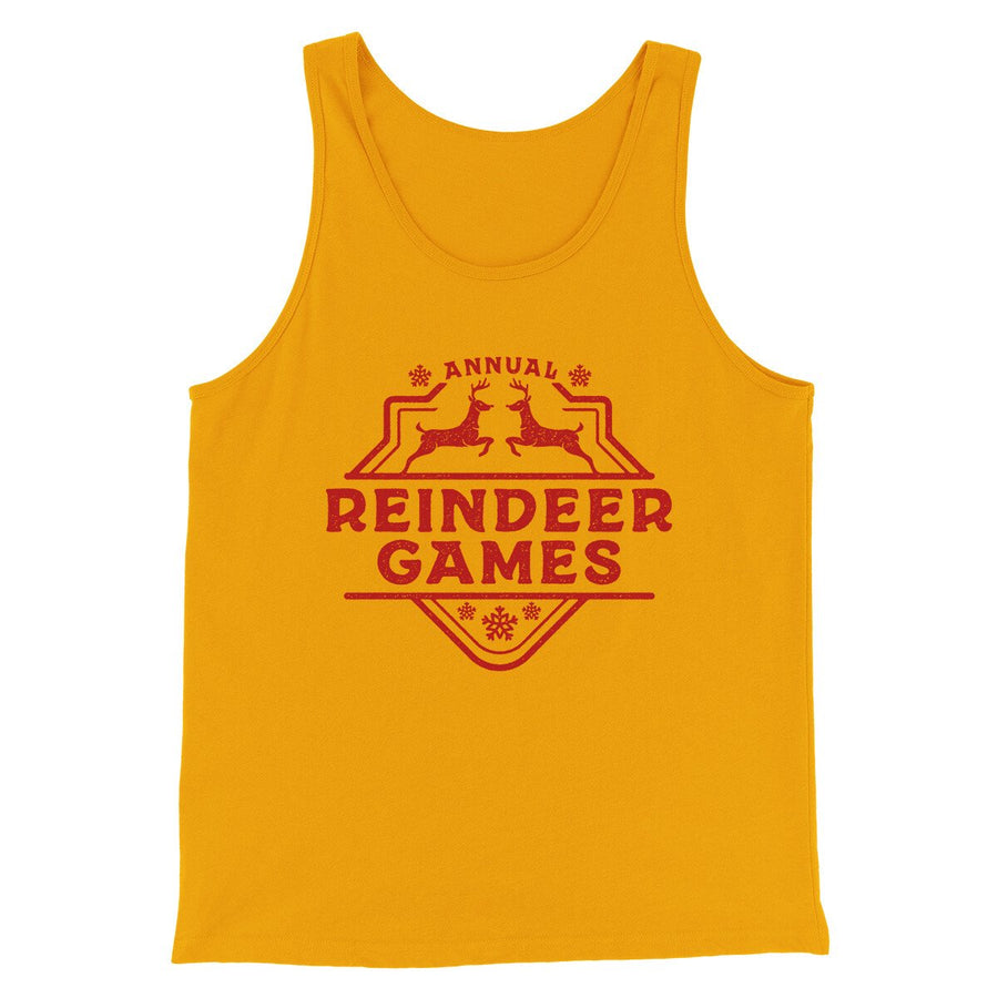 Reindeer Games Men/Unisex Tank Top Gold | Funny Shirt from Famous In Real Life