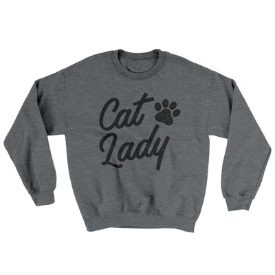 Cat Lady Ugly Sweater Graphite Heather | Funny Shirt from Famous In Real Life