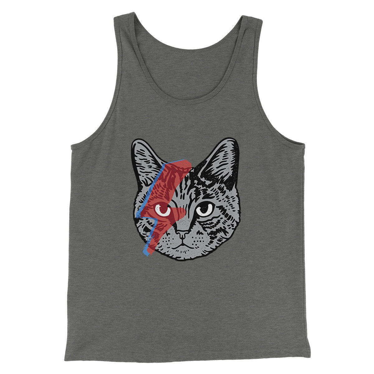 Bowie Cat Men/Unisex Tank Top Grey TriBlend | Funny Shirt from Famous In Real Life