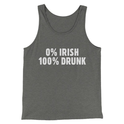 0 Percent Irish, 100 Percent Drunk Men/Unisex Tank Top Grey TriBlend | Funny Shirt from Famous In Real Life