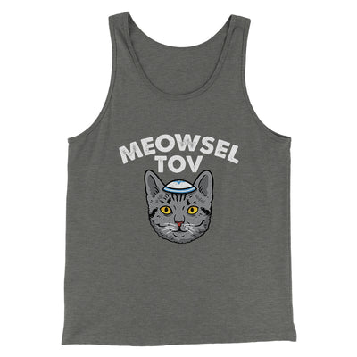 Meowsel Tov Funny Hanukkah Men/Unisex Tank Top Grey TriBlend | Funny Shirt from Famous In Real Life
