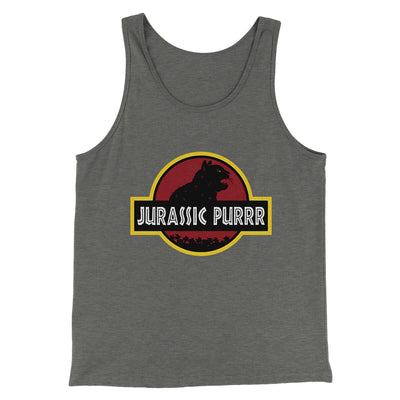 Jurassic Purr Funny Movie Men/Unisex Tank Top Grey TriBlend | Funny Shirt from Famous In Real Life