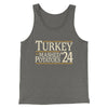 Turkey & Mashed Potatoes 2024 Funny Thanksgiving Men/Unisex Tank Top Grey TriBlend | Funny Shirt from Famous In Real Life