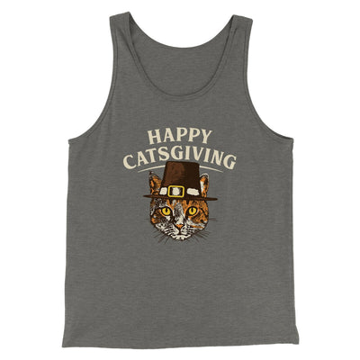 Happy Catsgiving Men/Unisex Tank Top Grey TriBlend | Funny Shirt from Famous In Real Life