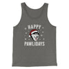 Happy Pawlidays Men/Unisex Tank Top Grey TriBlend | Funny Shirt from Famous In Real Life