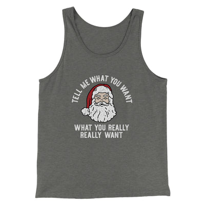 Tell Me What You Want, What You Really Really Want Men/Unisex Tank Top Grey TriBlend | Funny Shirt from Famous In Real Life