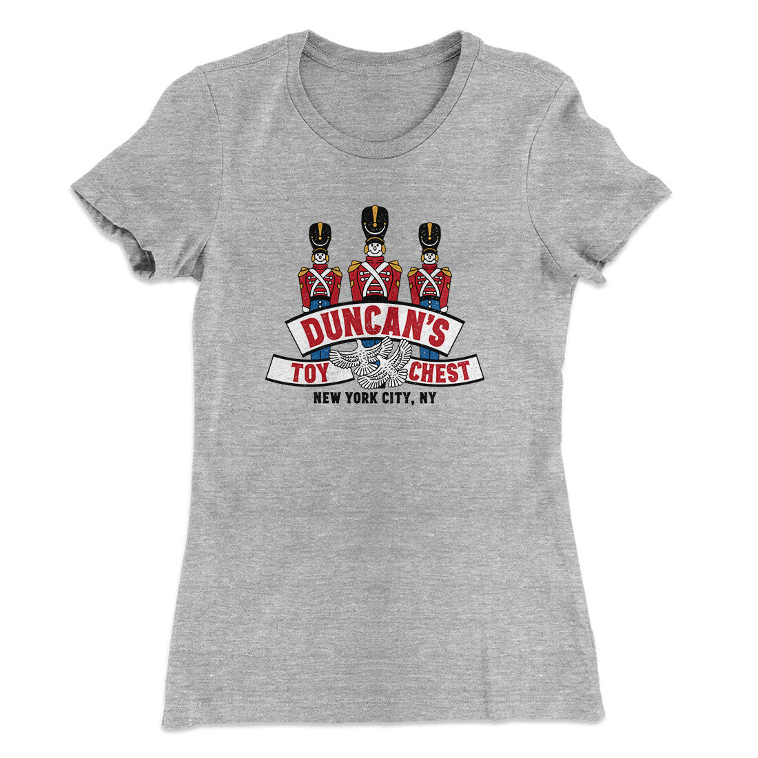 Duncan’s Toy Chest Women's T-Shirt Heather Grey | Funny Shirt from Famous In Real Life