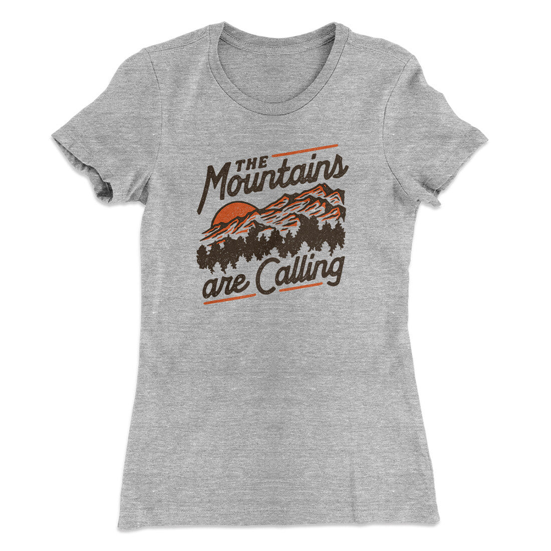 The Mountains Are Calling Women's T-Shirt Heather Grey | Funny Shirt from Famous In Real Life