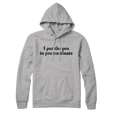 I Put The Pro In Procrastinate Hoodie Heather Grey | Funny Shirt from Famous In Real Life