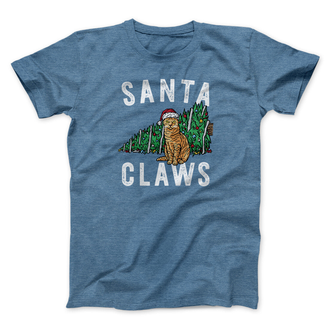Santa Claws Men/Unisex T-Shirt Heather Indigo | Funny Shirt from Famous In Real Life