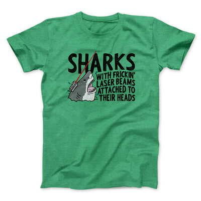 Sharks With Frickin’ Laser Beams Funny Movie Men/Unisex T-Shirt Heather Irish Green | Funny Shirt from Famous In Real Life