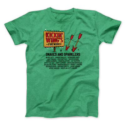 Kickin' Wing's Fireworks Funny Movie Men/Unisex T-Shirt Heather Kelly | Funny Shirt from Famous In Real Life