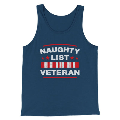Naughty List Veterans Men/Unisex Tank Top Heather Navy | Funny Shirt from Famous In Real Life