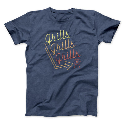 Grills Grills Grills Men/Unisex T-Shirt Heather Navy | Funny Shirt from Famous In Real Life