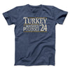 Turkey & Mashed Potatoes 2024 Funny Thanksgiving Men/Unisex T-Shirt Heather Navy | Funny Shirt from Famous In Real Life